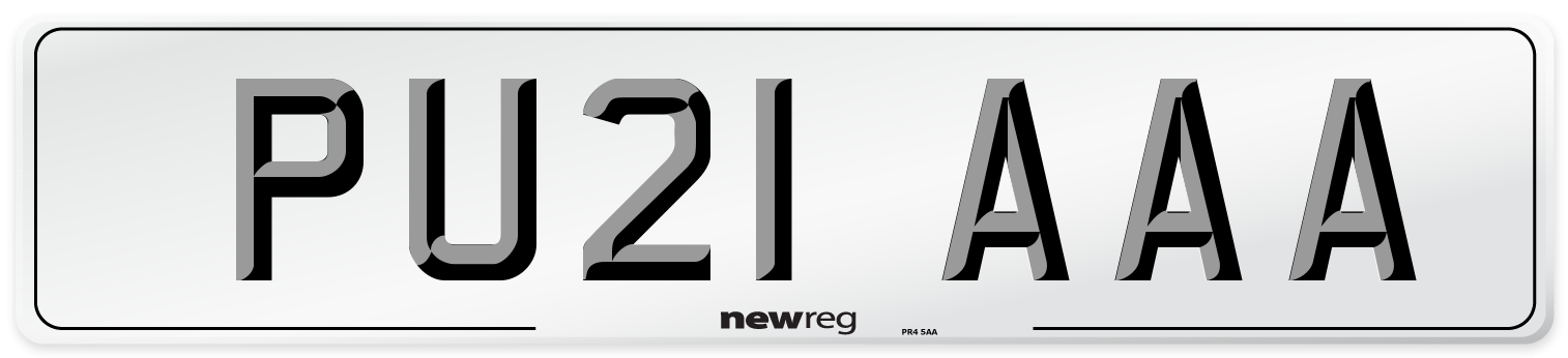 PU21 AAA Number Plate from New Reg